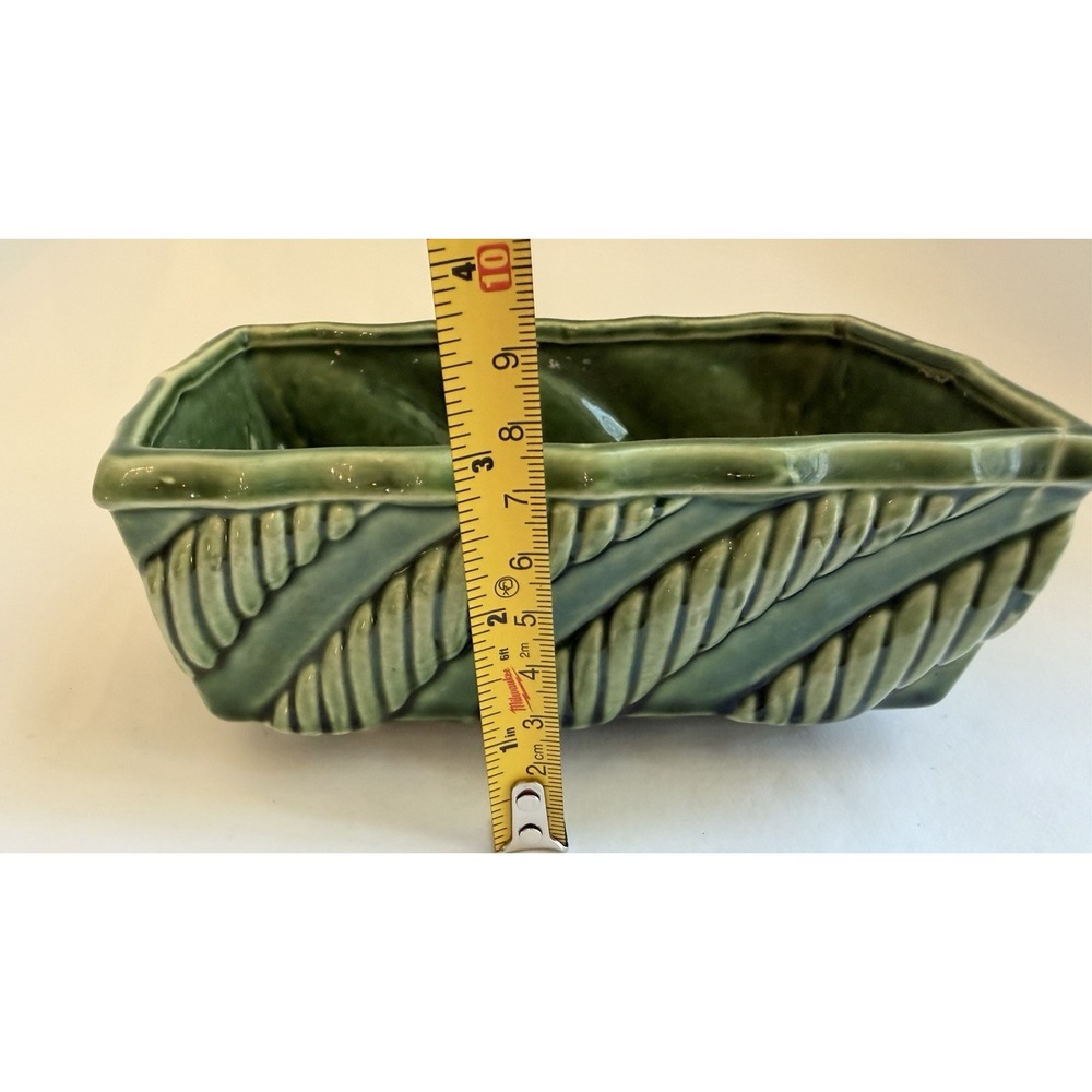 Vintage USA Ceramic Green Rectangular Planter Mid Century Modern 6x4x3 - Picture 5 of 6